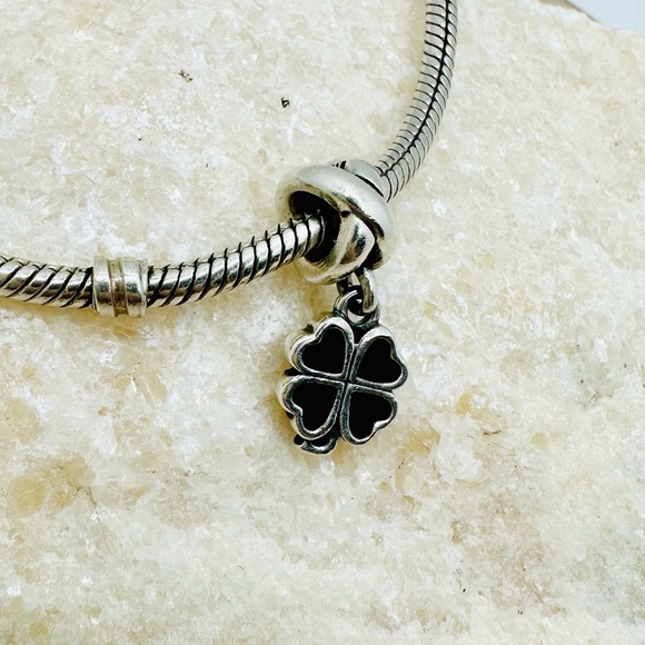 EUC Pandora 790572EN07 Sterling Silver Pink Enamel Four Leaf Clover Dangle Bead - Picture 5 of 11